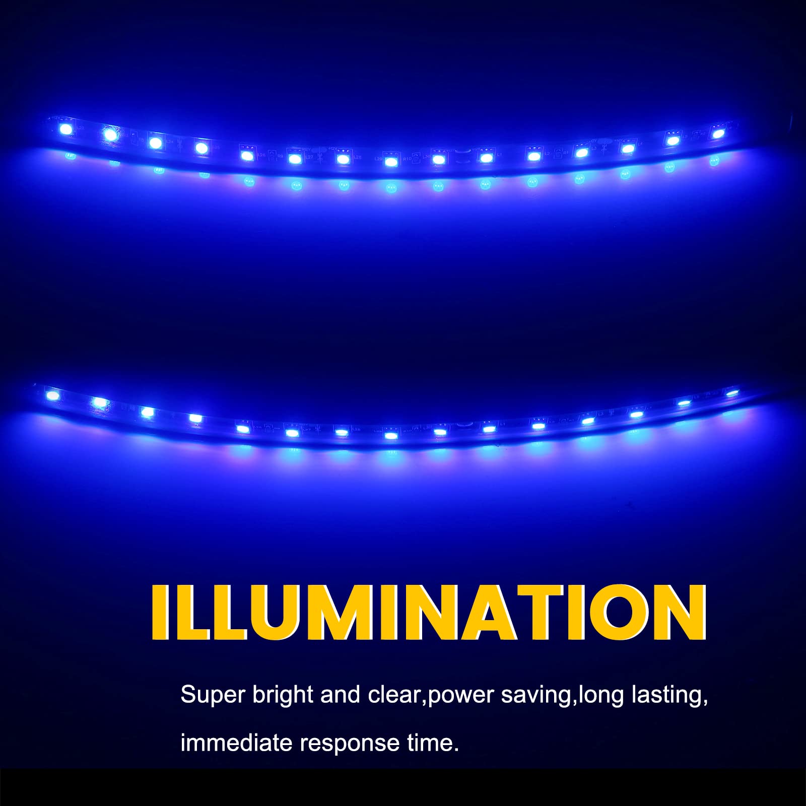 YM E-Bright Blue Golf Cart LED Under Glow Strip Lights, Waterproof IP67, 12V, Pack of 4, 5050 Chipset for Boats & Motorcycles