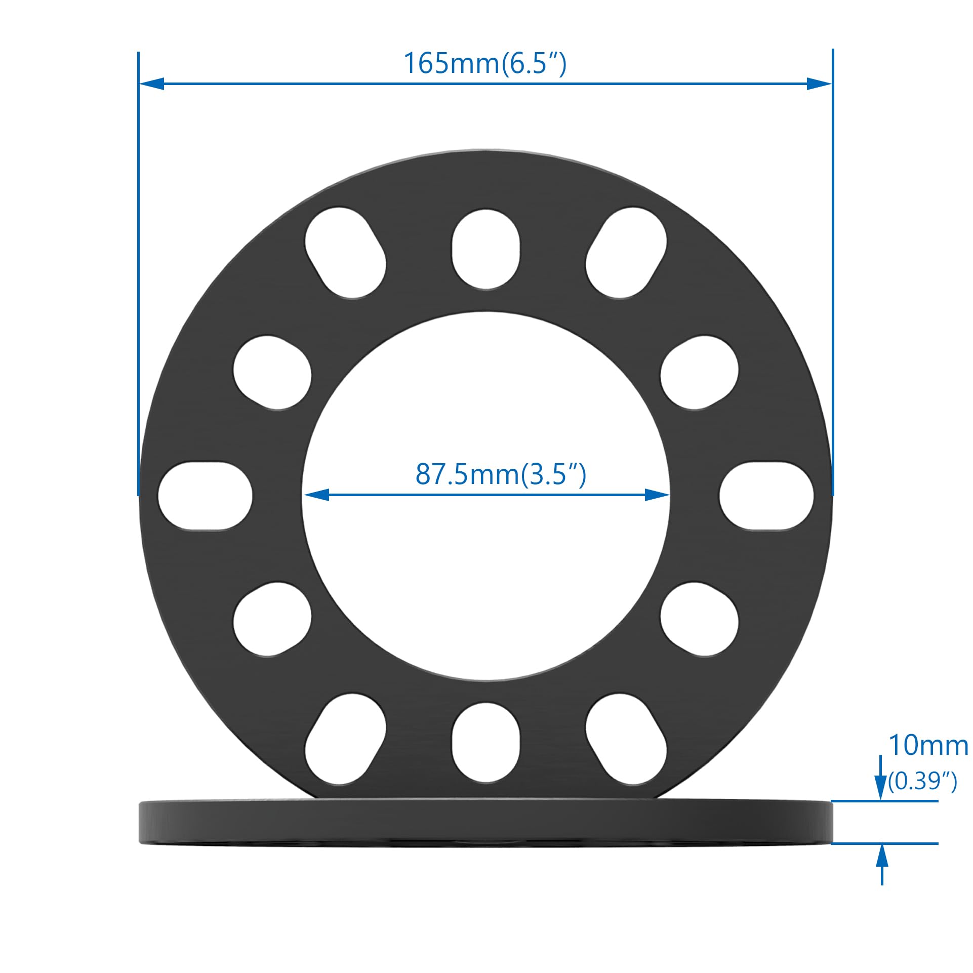 WHEEL CONNECT Wheel Spacer 10mm Thick 6x114.3/120/127/130/132/135/139.7 Forged Aluminum Pack of 2