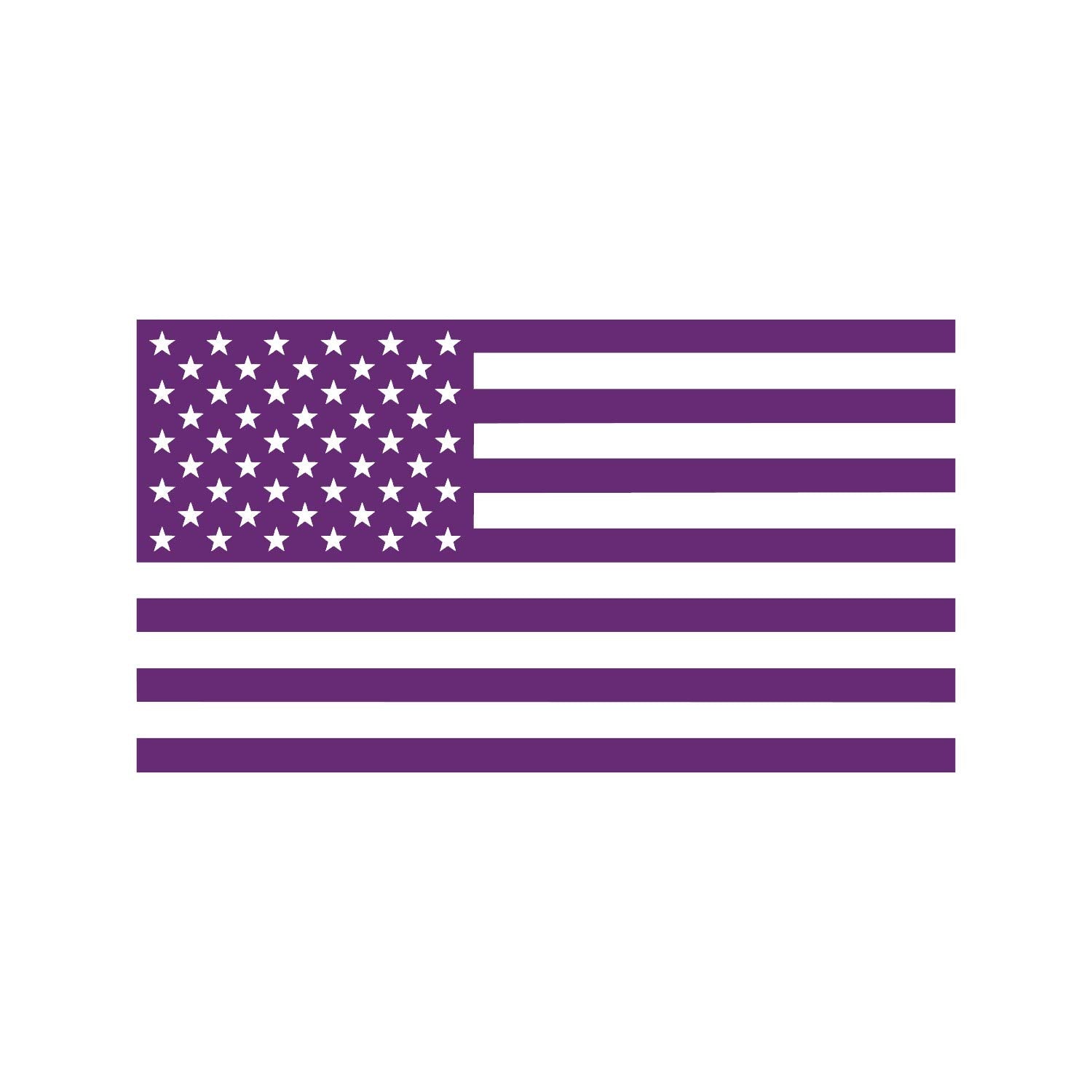 American Us Flag [Pick Color/Size] Vinyl Decal Sticker For Laptop/Car/Truck/Window/Bumper (3.5In X 2In, Matte Purple)