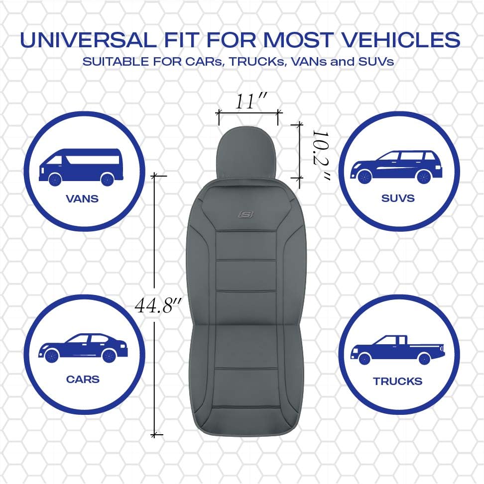 Skechers Memory Foam Car Seat Covers, Grey Lycra Fabric, Airbag Compatible, Two Front Seats, Model SK01036GREY