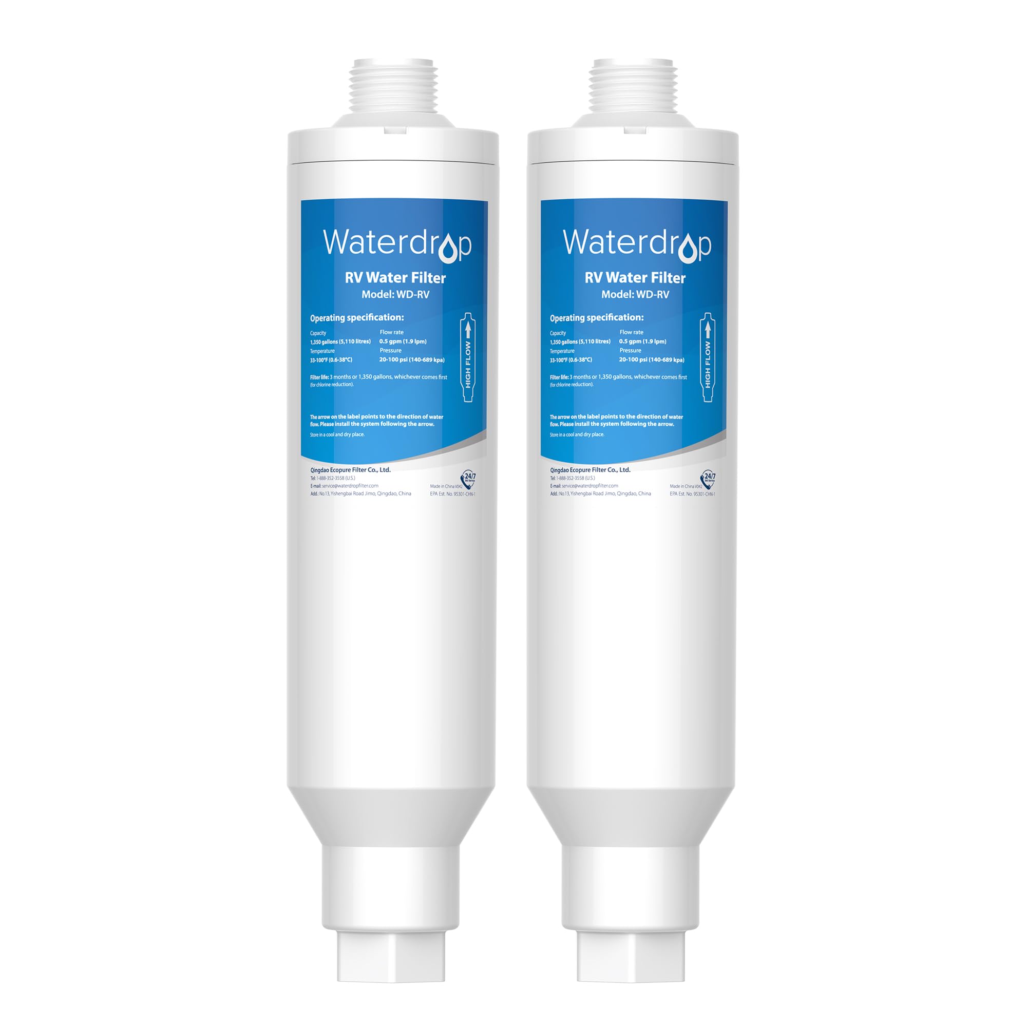 Waterdrop Rv/Marine Water Filter, Camper Water Filter, Nsf Certified, Garden Hose Filter, Greatly Reduces Chlorine, Bad Taste, O