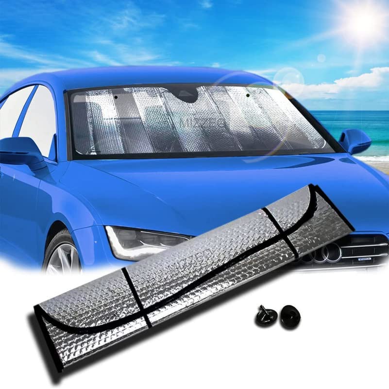MIZZEO Car Front Windshield Foldable Sunshade 130 cm x 60 cm (Silver) Compatible with Volkswagen Vento (TypeII) 20142018