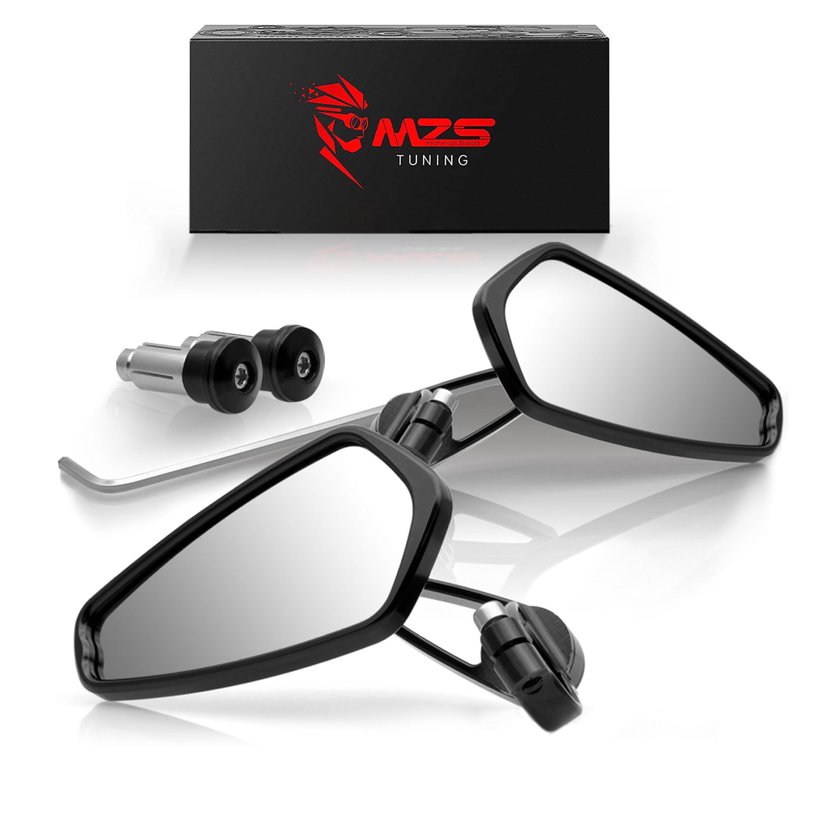 MZS Motorcycle Bar End Mirrors Rear View Side Mirror Black 7/8 Compatible with GROM MSX125 CB500F Z125 Z750 Z900 MT-03 MT-07 FZ-