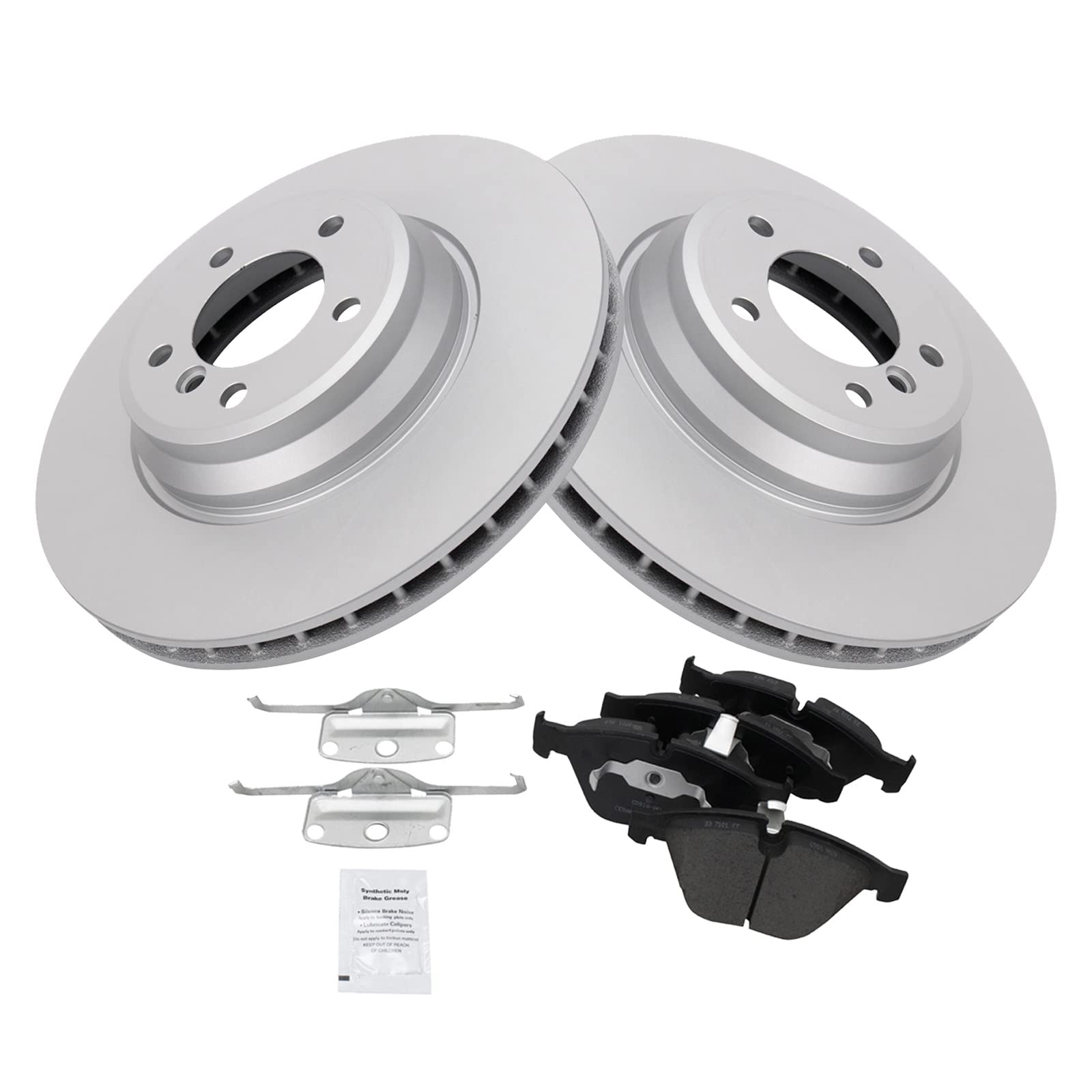 Trq Front Brake Pad & Rotor Kit Brake Pads Brake Rotor Ceramic Premium G-Coated Compatible With 2009-2011 Bmw 335D 2007-2013 335