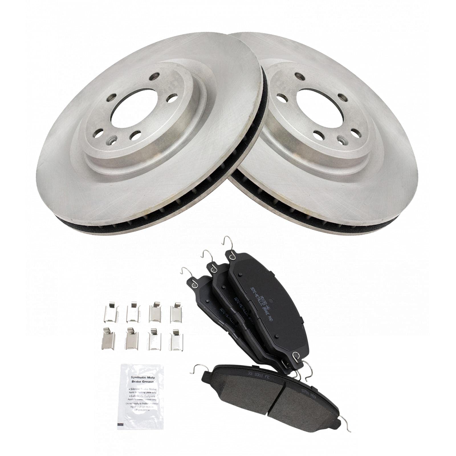 Trq Front Brake Pad & Rotor Kit Brake Pads Brake Rotor Semi-Metallic Compatible With 2013-2014 Ford Mustang