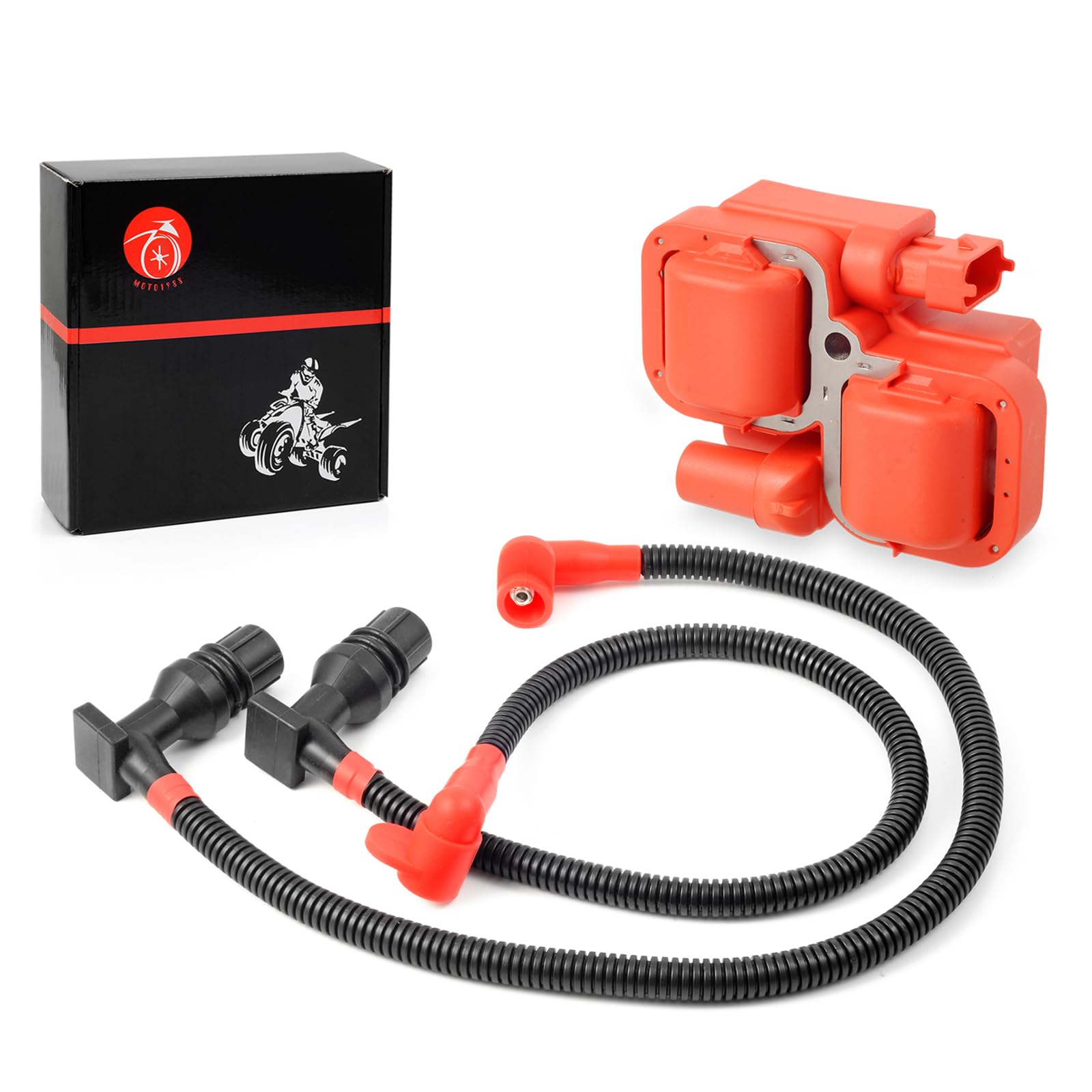 Ignition Coil and Wire Cap Compatible with Polaris Ranger Crew 800 RZR 4 S 800 2011-2017 4010425 4012888 4012889 4013078