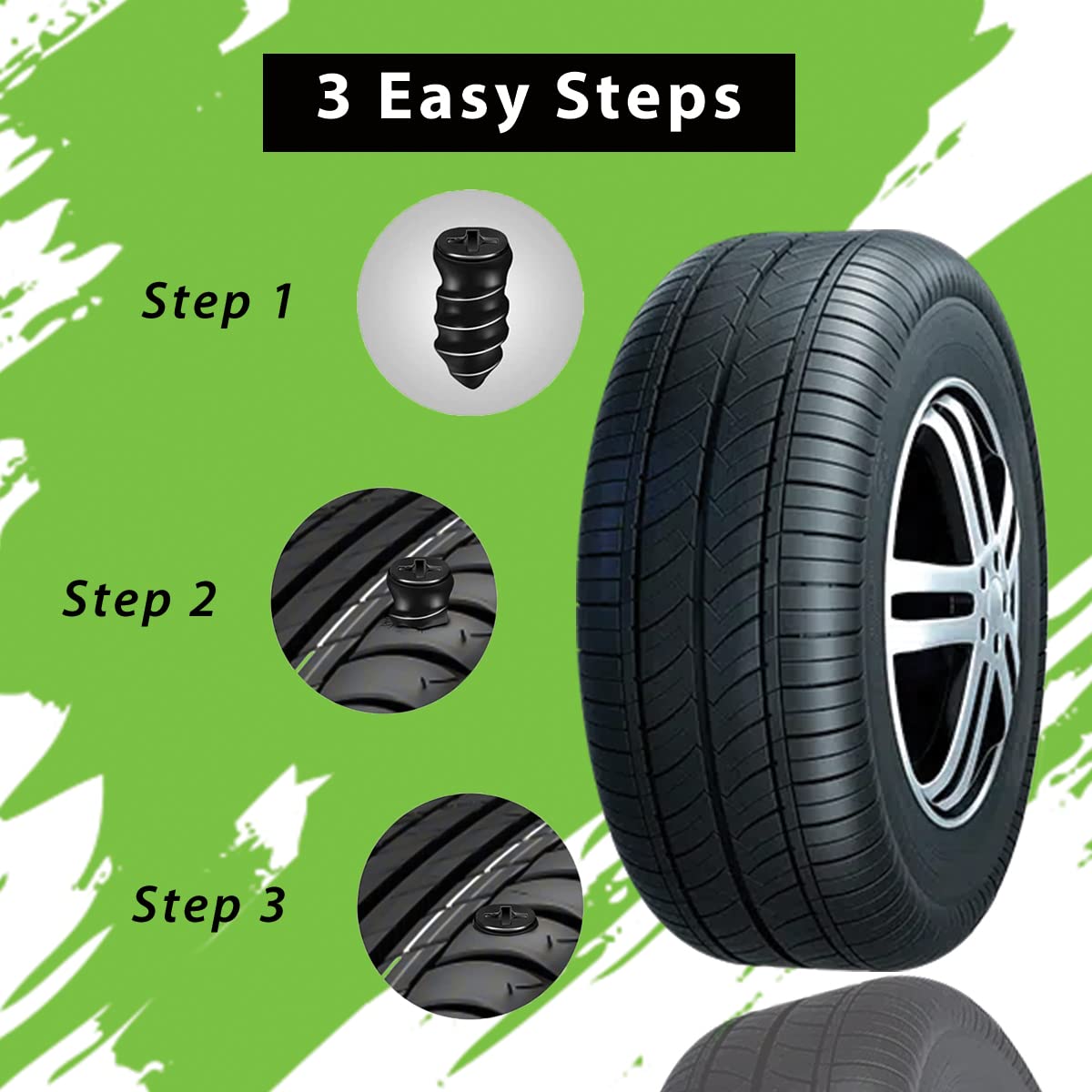 GradCap 20pcs Tyre Repair Kit, Tire Rubber Nails Tool, Self-Service Car Wheel Puncture Repair Screws with Screwdriver Set for Au