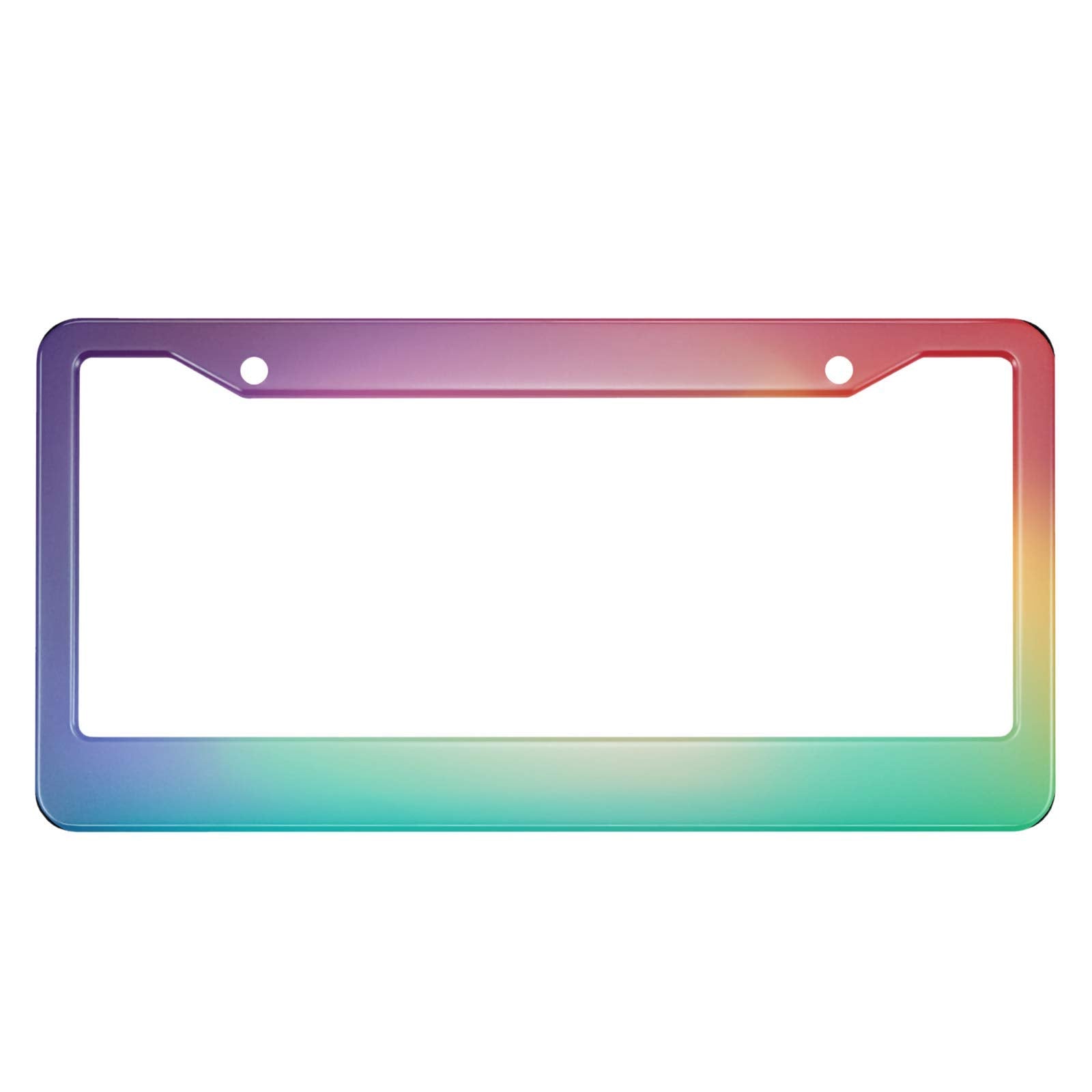 HOSNYE Rainbow Shading License Plate Frame Colorful Dye Gradient Rainbow Color Metal License Plate Cover Front Plates Frames Car