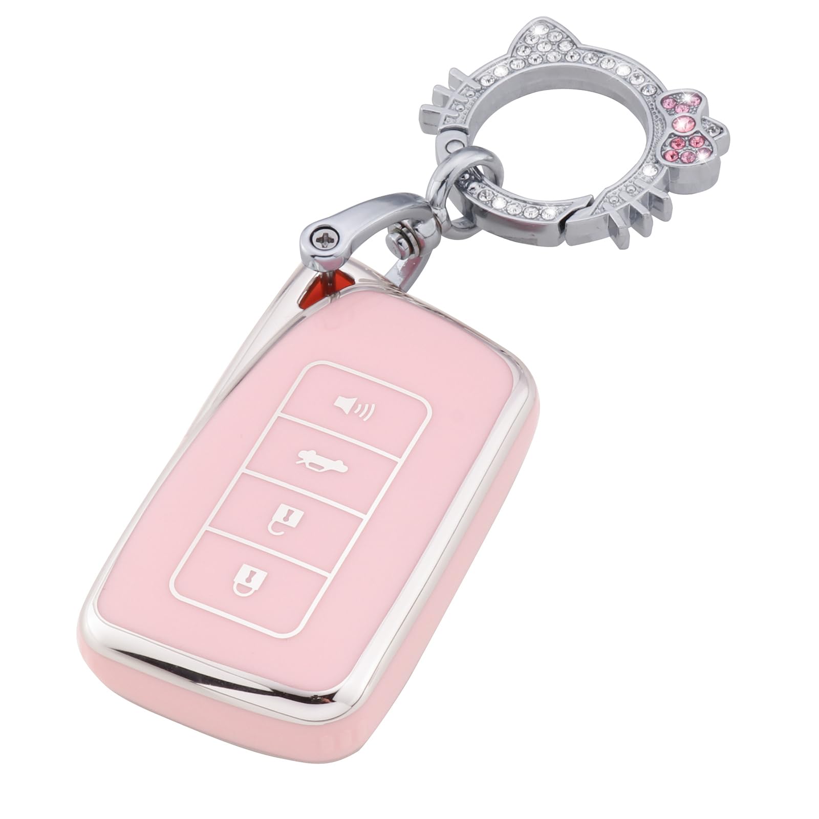 Pangpai Pink Key Fob Cover for Lexus, Soft TPU Key Case Protection with Bling Keychain Fit for Lexus RX ES GS LS NX RS GX LX RC 