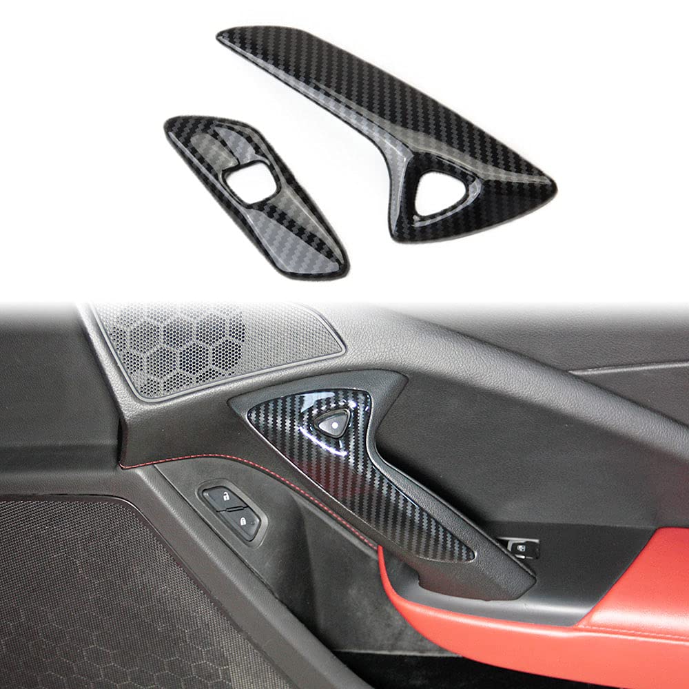 Justautotrim Carbon Fiber Look Interior Door Handle Molding Cover Trims Accessories For 2014 2015 2016 2017 2018 Chevrolet Corve