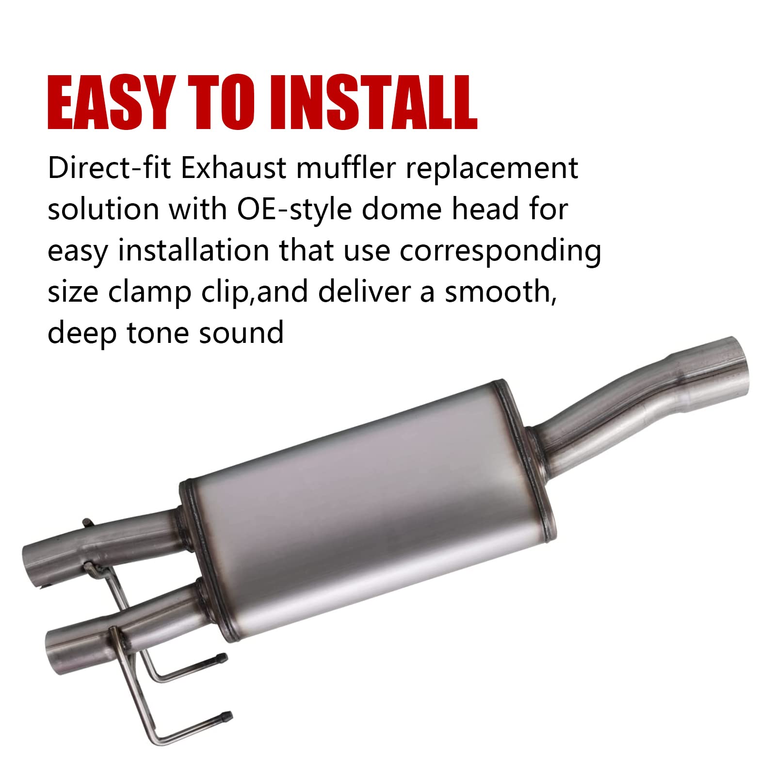 TECTRUC 409S Direct-Fit 2-Chamber Muffler Kit for 2009-2018 Dodge Ram 1500, Stainless Steel, 3'' Inlet/2.25