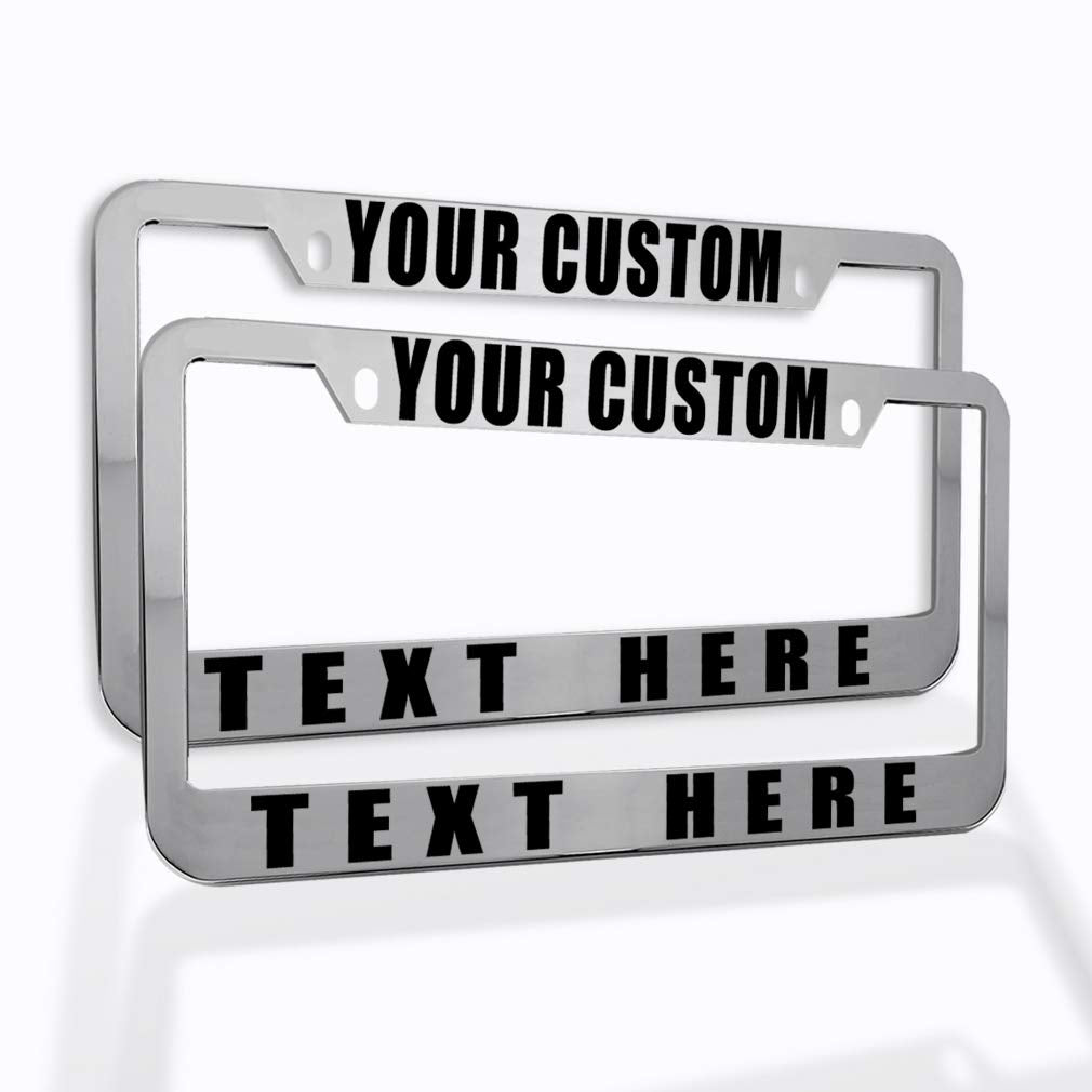 Speedy Pros Funny License Plate Frame Custom Personalized Text Zinc Cute Car Accessories License Plate Holder Chrome 2 Holes Set Of 2