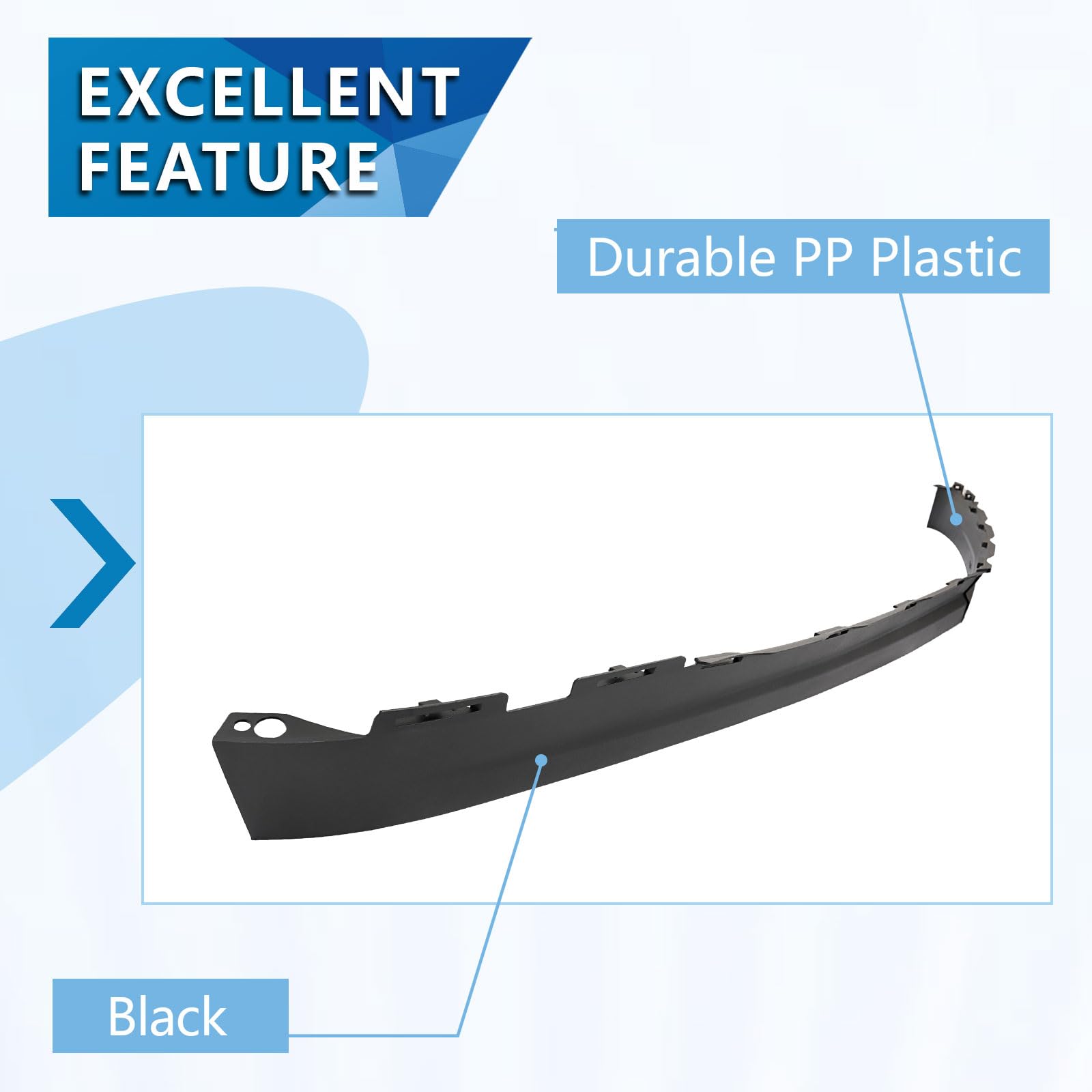 Kojem Front Bumper Valance for 2007-2013 Chevy Silverado 1500, Black, Plastic (PP), Model LYAP-X1028