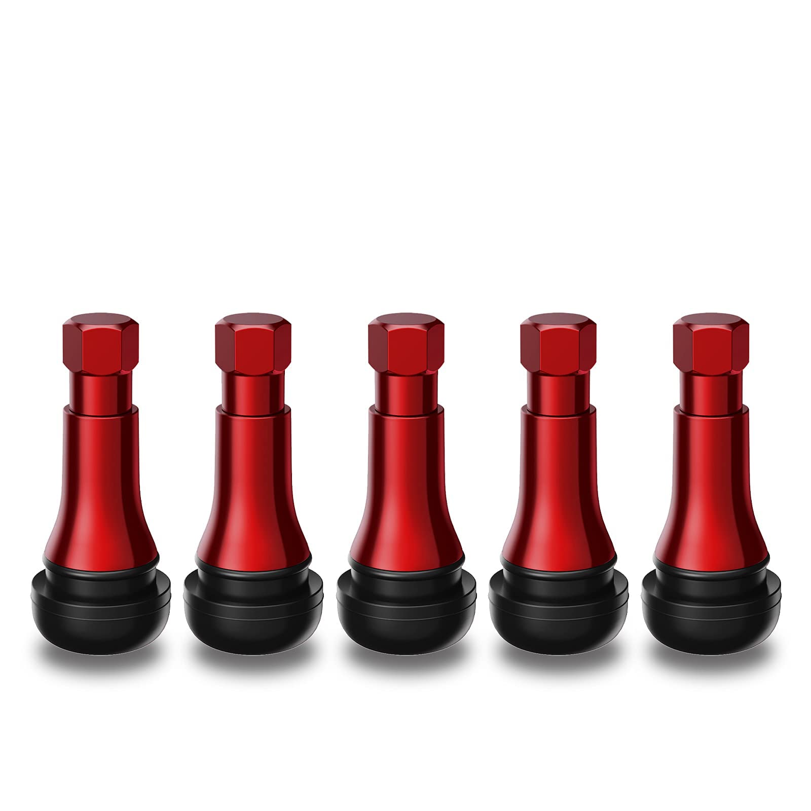 Ckauto Tr413Ac Red Chrome Rubber Snap-In Tire Valve Stems (5 Pack)