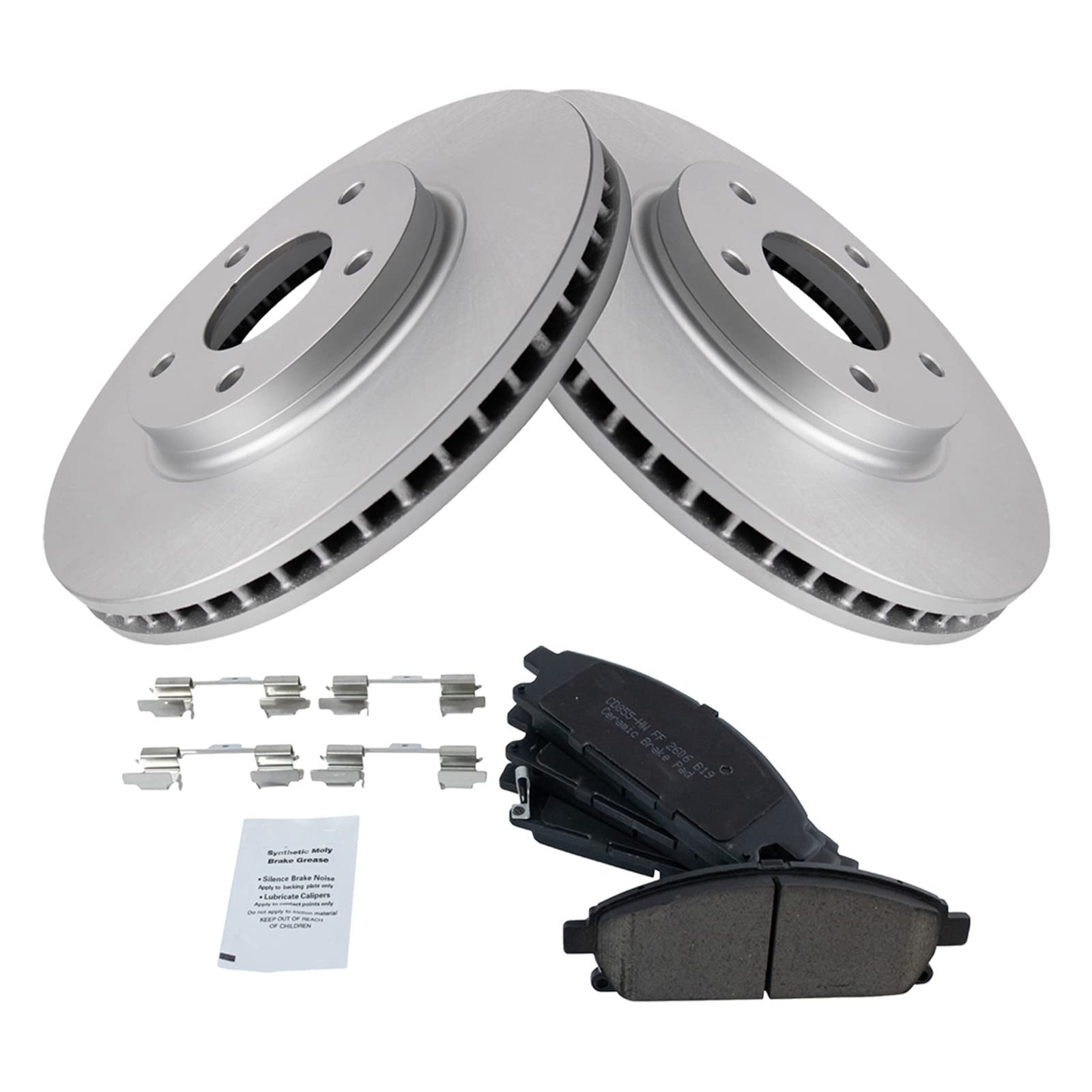 Trq Front Brake Pad & Rotor Kit Brake Pads Brake Rotor Ceramic Premium G-Coated Compatible With 2004-2009 Nissan Quest