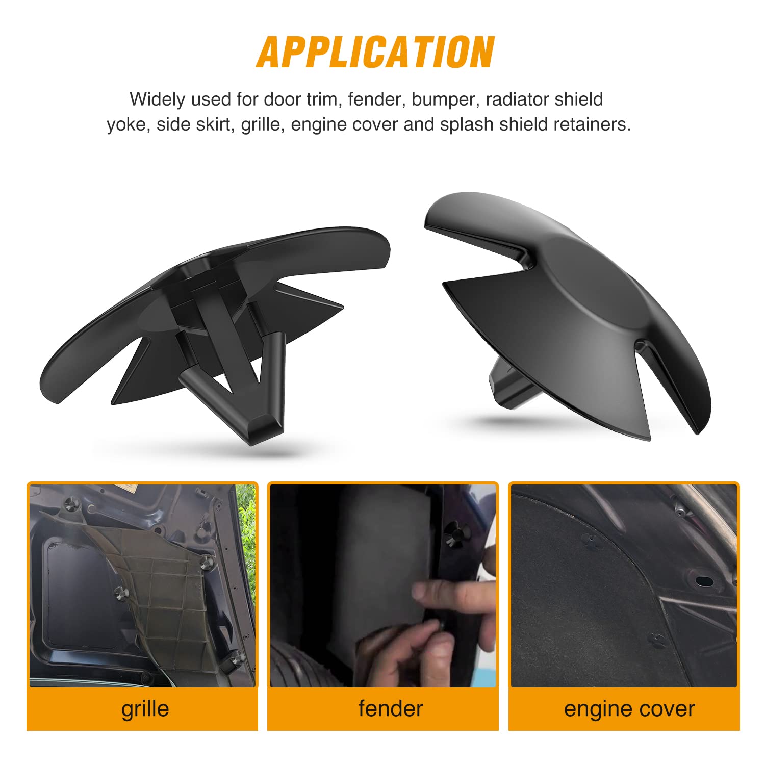 GOOACC Hood Insulation Retainer Clips 50pcs Nylon GRC-110 for Grand Cherokee, Dodge Ram, Chrysler, PT Cruiser, OEM:#4878883AA