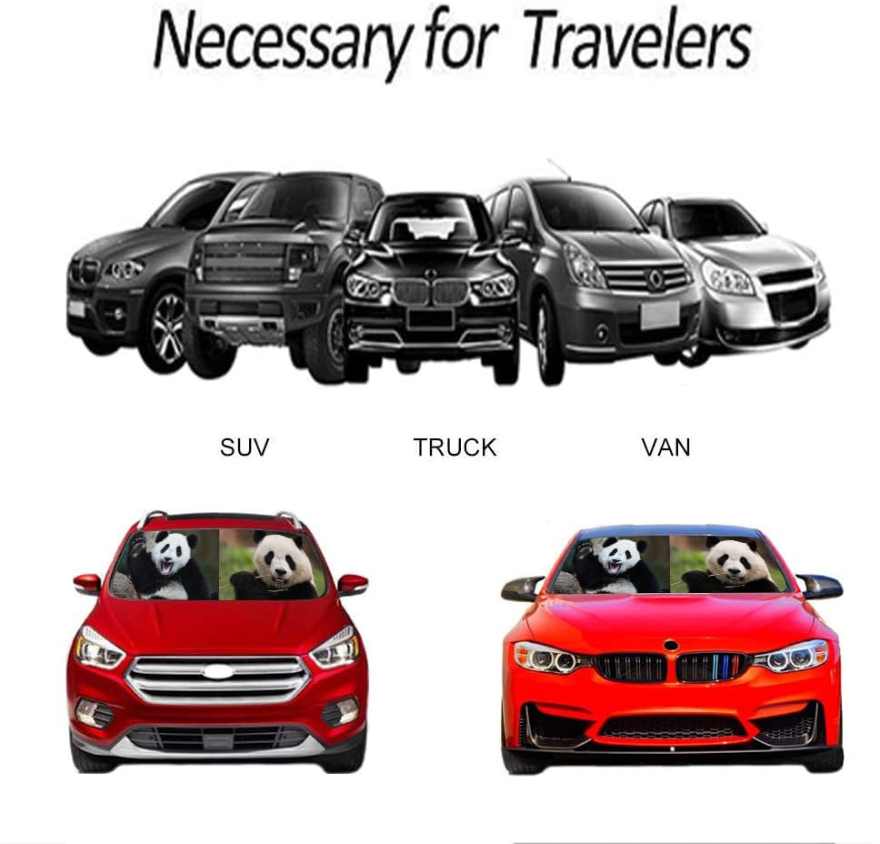 [2025 Upgrade] Tdcqqgqq Cute Panda Windshield Sunshade For Car - Medium Size (46-64    Width X 34    Height) | Uv Protection, He