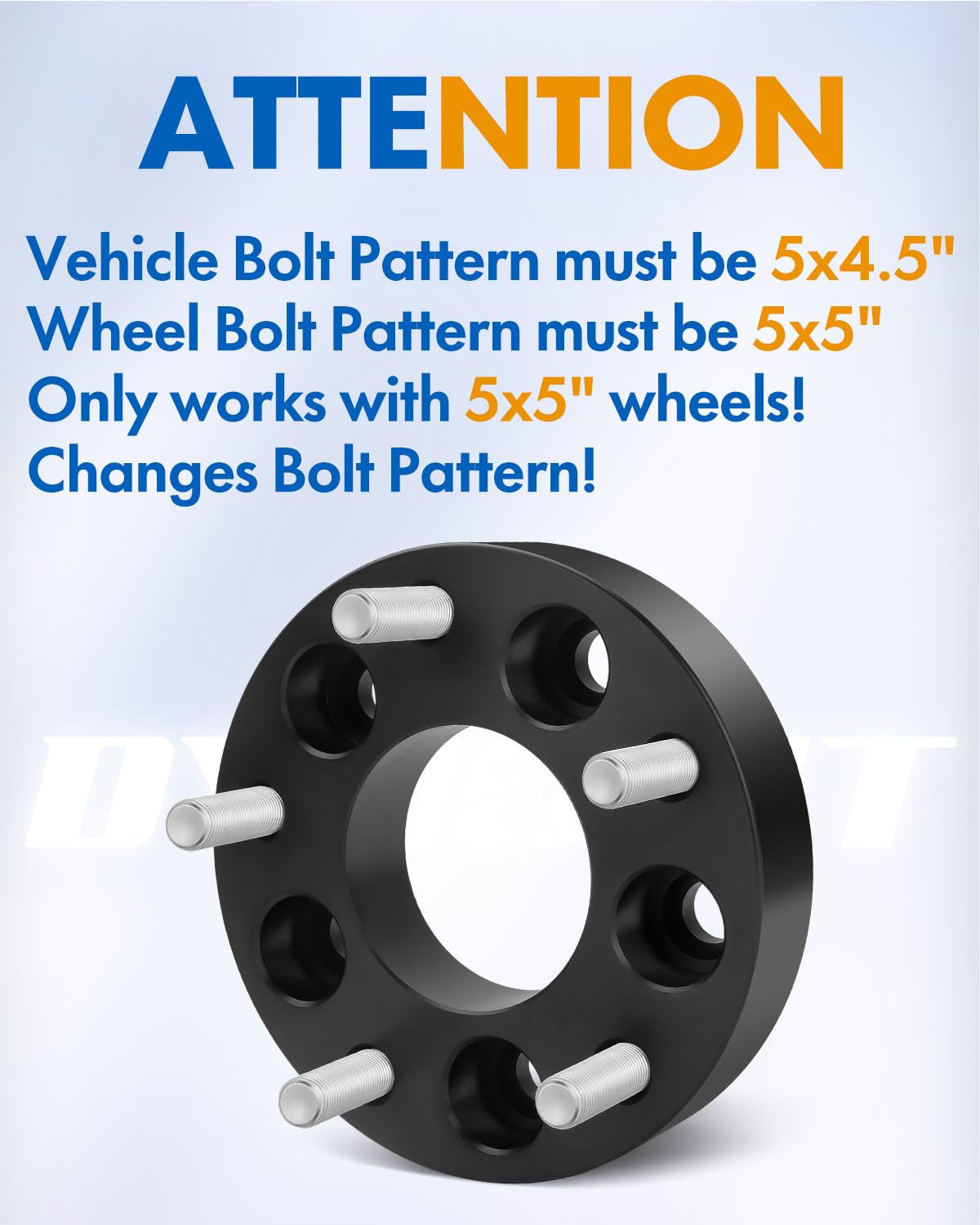 Dynofit 5x4.5 to 5x5 Wheel Adapters, 1.25" Forged Conversion, 4PCS, Model 5x4.5-5x