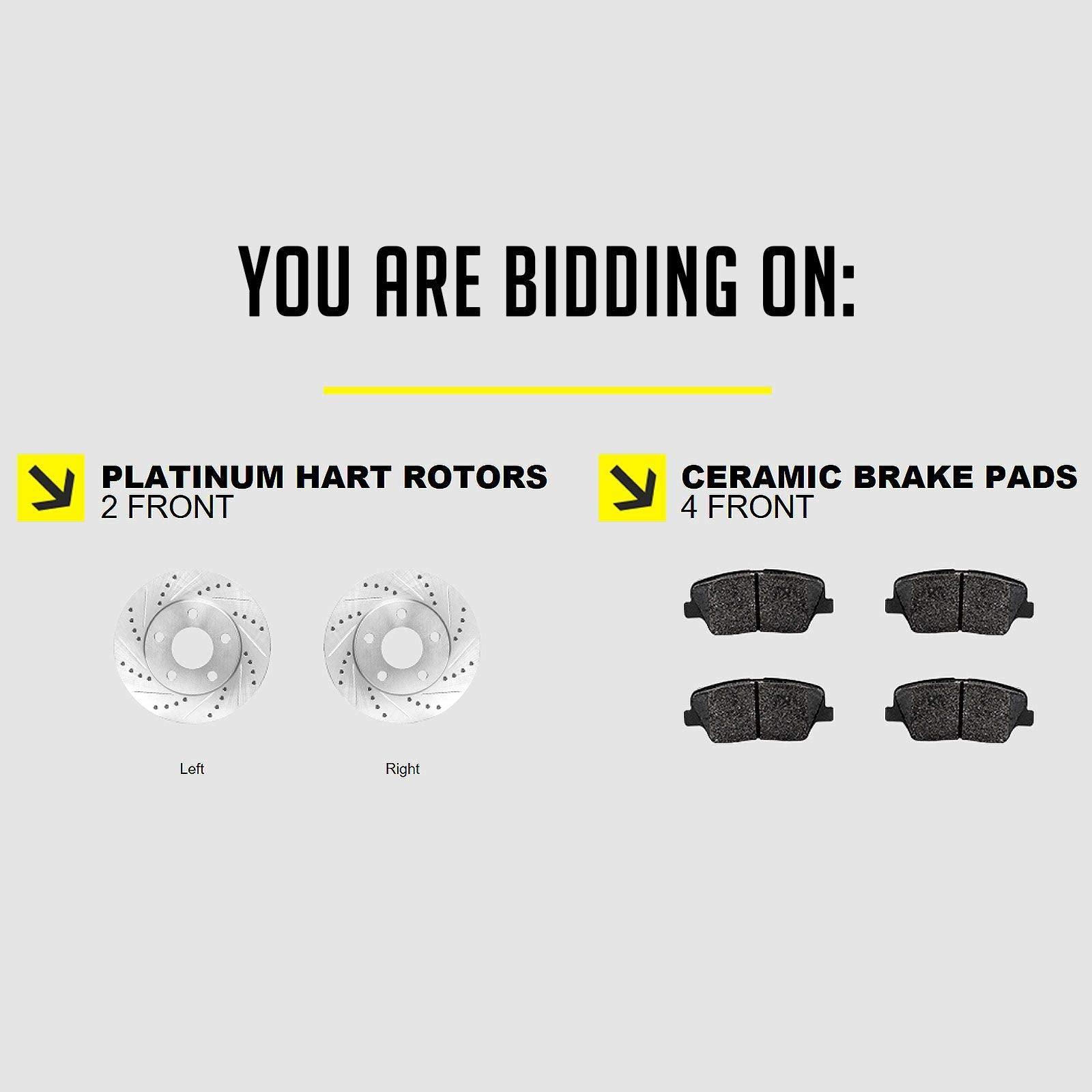 Hart Brakes Front Brakes And Rotors Kit |Front Brake Pads| Brake Rotors And Pads| Ceramic Brake Pads And Rotors |Fits 2003-2021