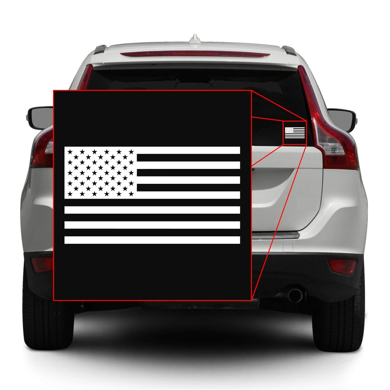 American Us Flag [Pick Color/Size] Vinyl Decal Sticker For Laptop/Car/Truck/Window/Bumper (5In [100-Pack], Gloss White)