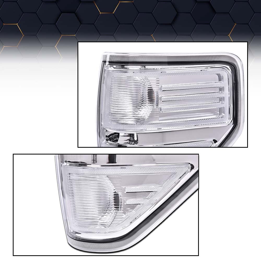 PIT66 Tail Lights for 2009-2014 Ford F150, Clear Polycarbonate & Polypropylene, Driver & Passenger Side Brake Taillights Assembly
