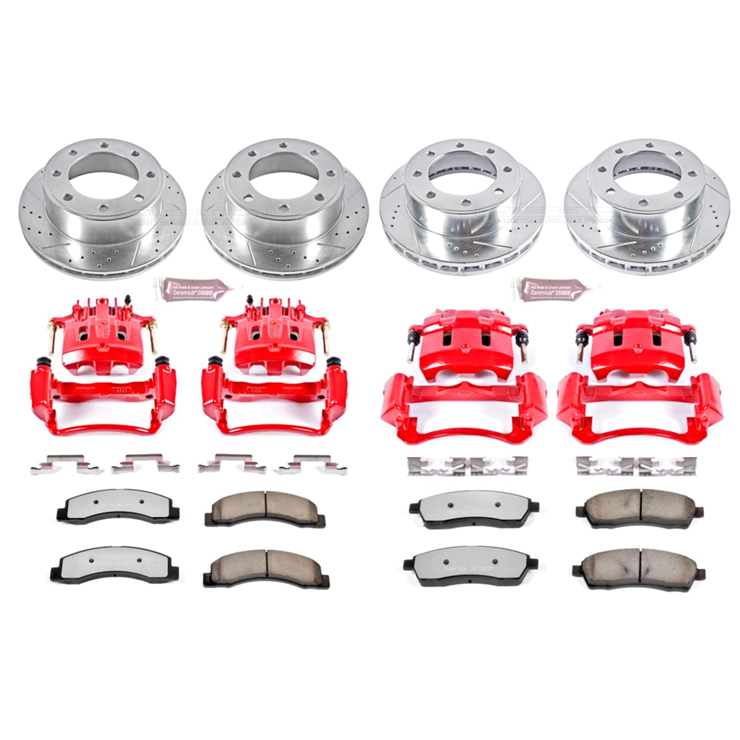 Power Stop Kc1906A-36 Z36 Front And Rear Truck & Tow Brake Kit Brake Rotors Carbon-Fiber Ceramic Brake Pads And Calipers For 2000-2005 Ford Excursion 4Wd | 2000-2004 F-250 F-350 Super Duty 4Wd Srw