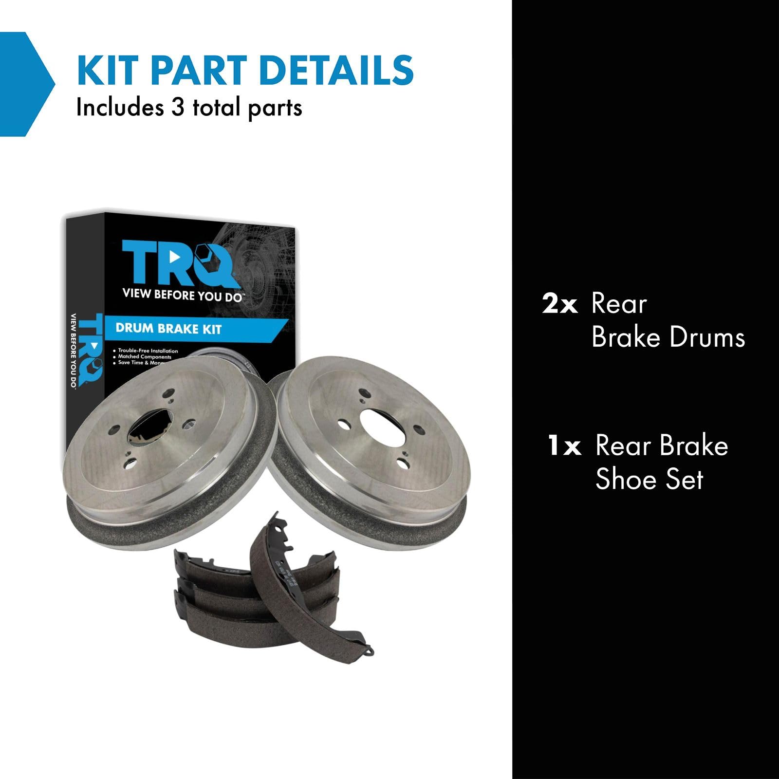 TRQ Rear Brake Kit Drum & Shoe Set for 2007-2018 Toyota Yaris
