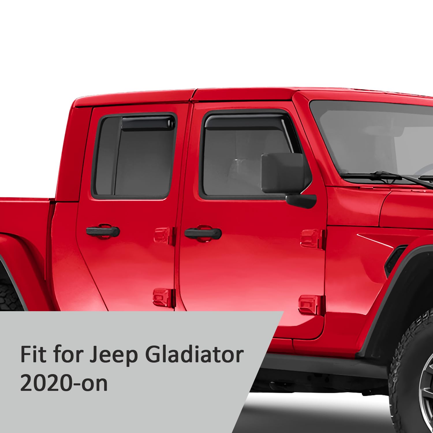 Voron Glass In-Channel Extra Durable Rain Guards For Jeep Gladiator 2020-2025, Window Deflectors, Vent Window Visors, 4 Pieces -