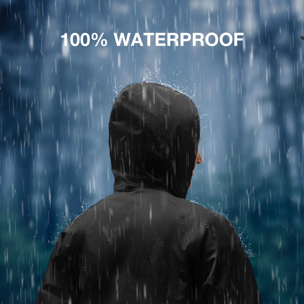 TIDEWE Waterproof Rain Suit - Breathable Lightweight Rainwear, Black, Size S, Model RS002-BK-S-NEW