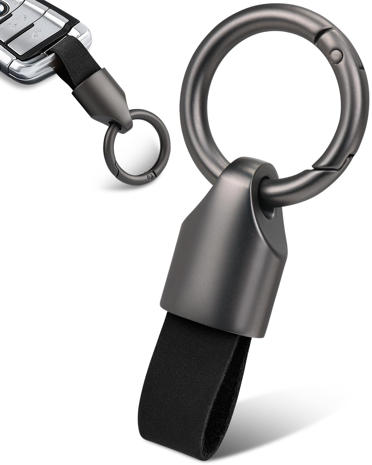 Whtawtaw Car Key Chain Ring Clip, Universal Detachable Leather Car Keychain, Small Key Fob Accessory With Keyrings Zinc Alloy Bu