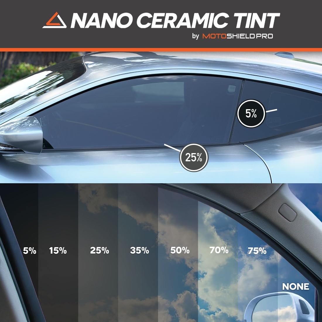 DIY-MotoShield Pro Premium Nano Ceramic Tint (35% VLT) 30    in x 10 ft Roll | Professional Window Film for Auto, Reduce Infrare