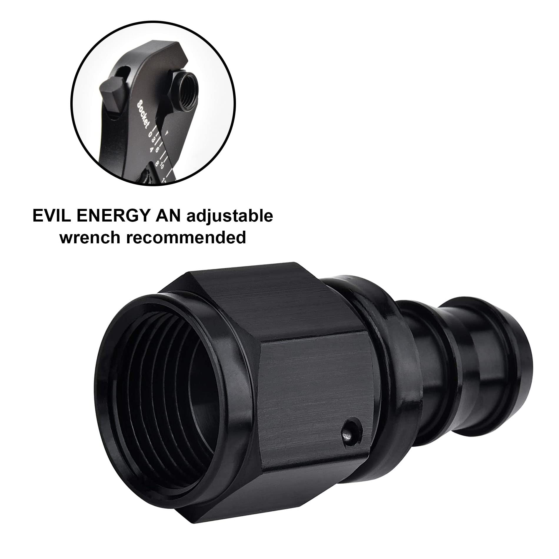 Evil Energy 6An Straight Push Lock Hose Fitting End Black
