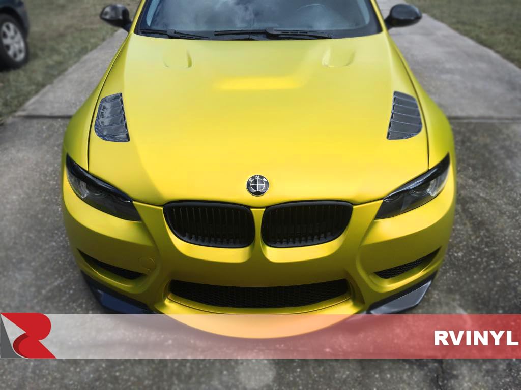 3M 2080 Series S335 Satin Bitter Yellow - 5Ft X 6Ft - Dual Cast Car Wrap Vinyl Film - Controltac Air Release Adhesives - Bubble