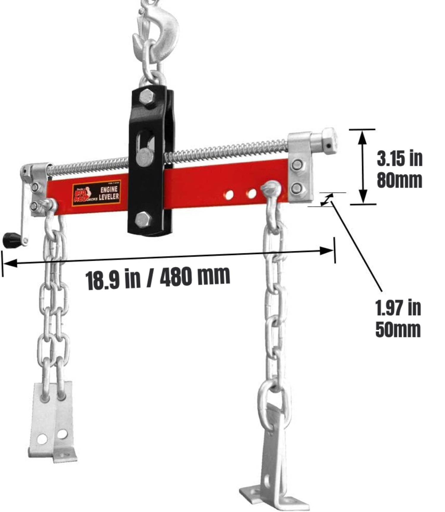 BIG RED T32100 Engine Hoist Leveler, 3 Position, Steel, 1,500 lb Capacity, Red