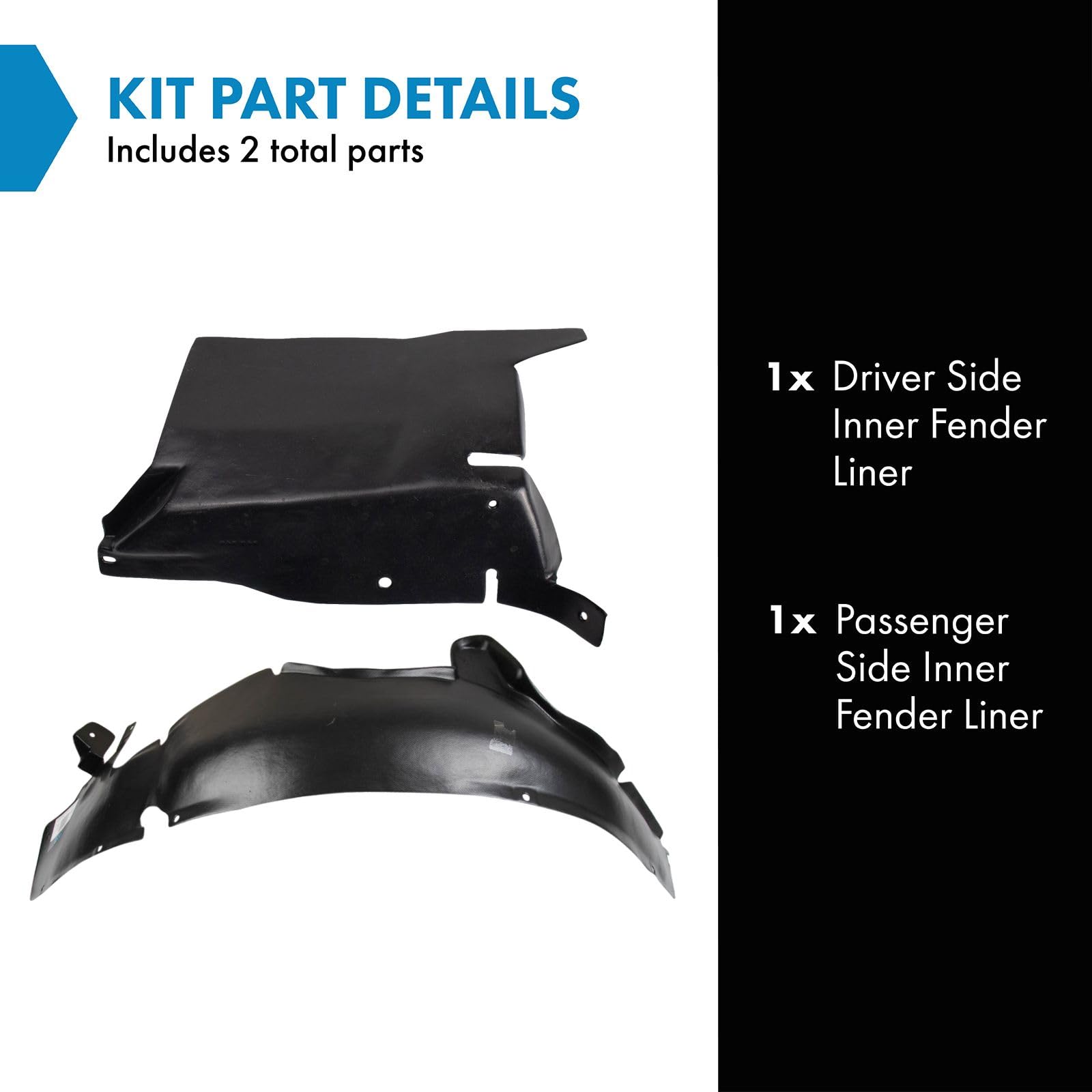 Trq Inner Fender Liner Set Compatible With 2006-2007 Chevrolet Monte Carlo Gm1250126 Gm1251134