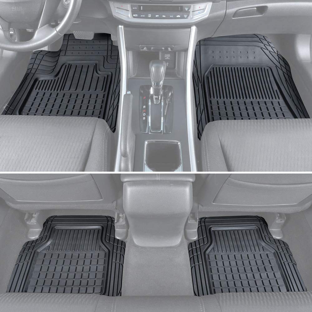 Motor Trend FlexTough Rubber Car Floor Mats and Rear Cargo Trunk Liner Mat, Full Set Trim-to-Fit Performance Heavy Duty Auto SUV