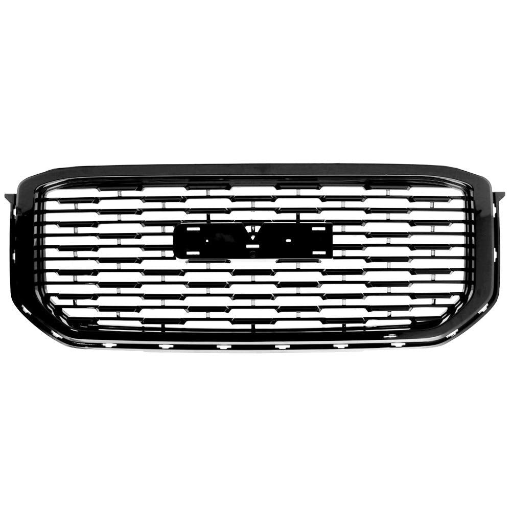 Grille Compatible With 2015-2020 Gmc Yukon Xl, Denali Style Front Grille Grill Guard Replacement Abs Black By Ikon Motorsports