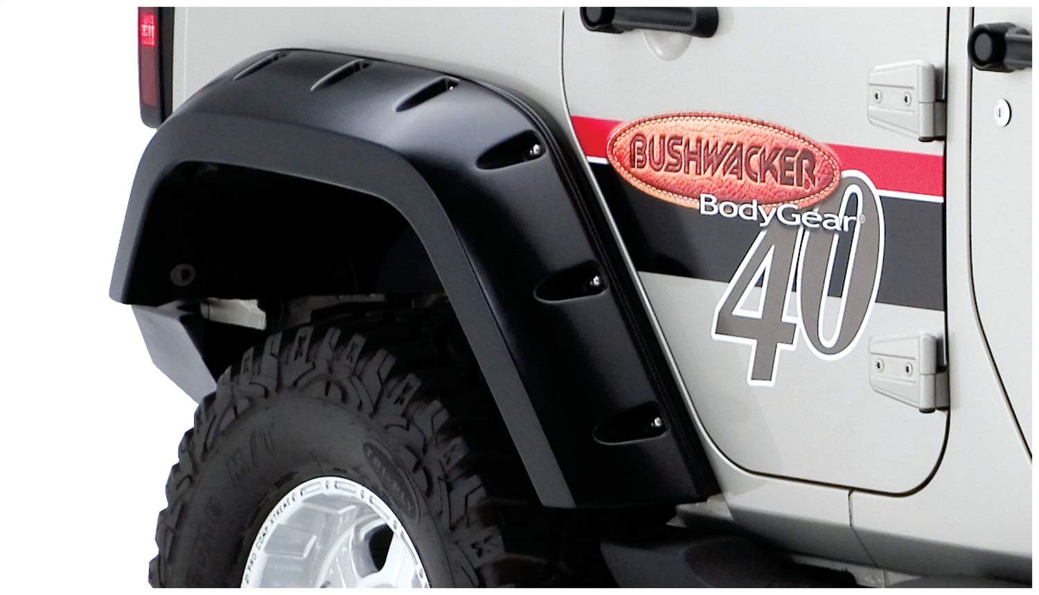 Bushwacker Max Coverage Pocket/Rivet Style Rear Fender Flares | 2-Piece Set, Black, Textured Finish | 10044-02 | Fits 2007-2018 