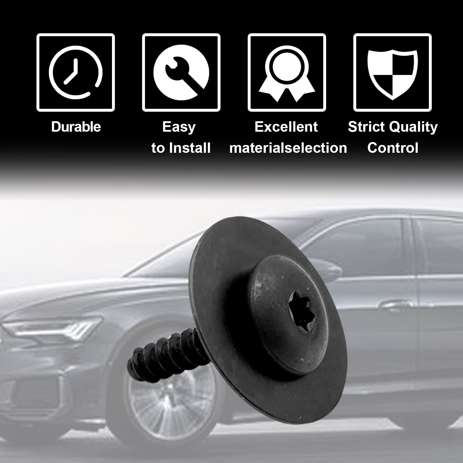 TOPCNOEM Fender Liner Splash Shield Bolt Screw - Steel, Black, One Size Compatible with GM Chevrolet Camaro, Colorado, Equinox, Malibu, Cadillac