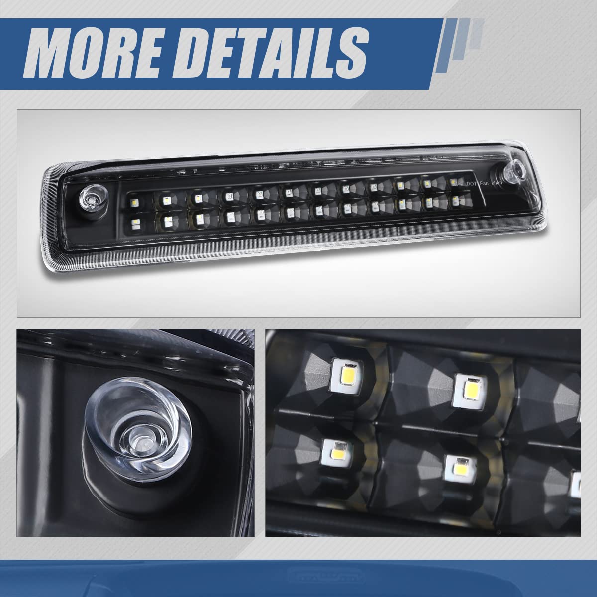 Auto Dynasty Dual Rows LED Black Housing High Mount 3rd Third Brake Light Cargo Lamp Compatible with Chevy Colorado/GMC Canyon 1