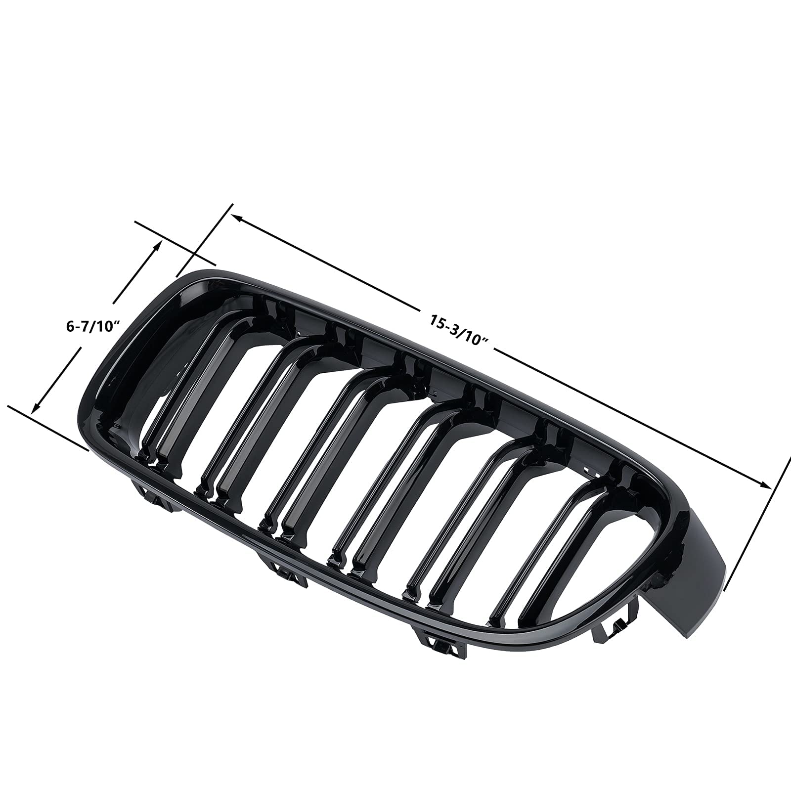 DEKEWEI Front Kidney Grille for BMW 3 Series F30 F31 (2012-2018) - Double Slats Gloss Black, ABS Plastic, 2pcs
