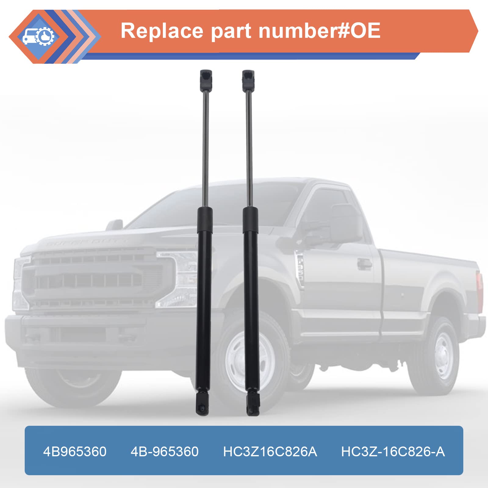 ZONFANT Hood Lift Supports Compatible with 2017-2022 Ford F250 F350 Super Duty, Replace#4B965360 4B-965360 HC3Z16C826A HC3Z-16C8