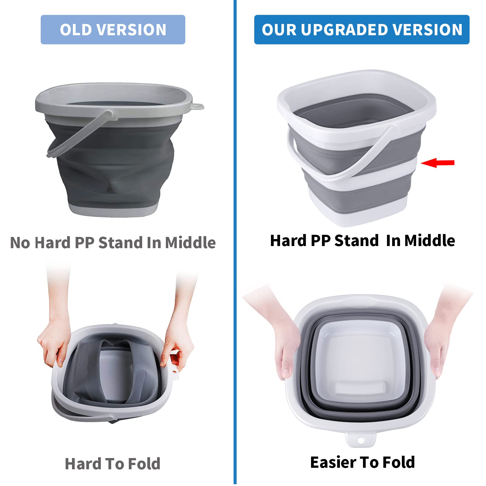 2 Pack Collapsible Buckets 5L 1.3Gallon Small Cleaning Bucket For Household Portable Plastic Bucket Outdoor Car Washing Tub Fold