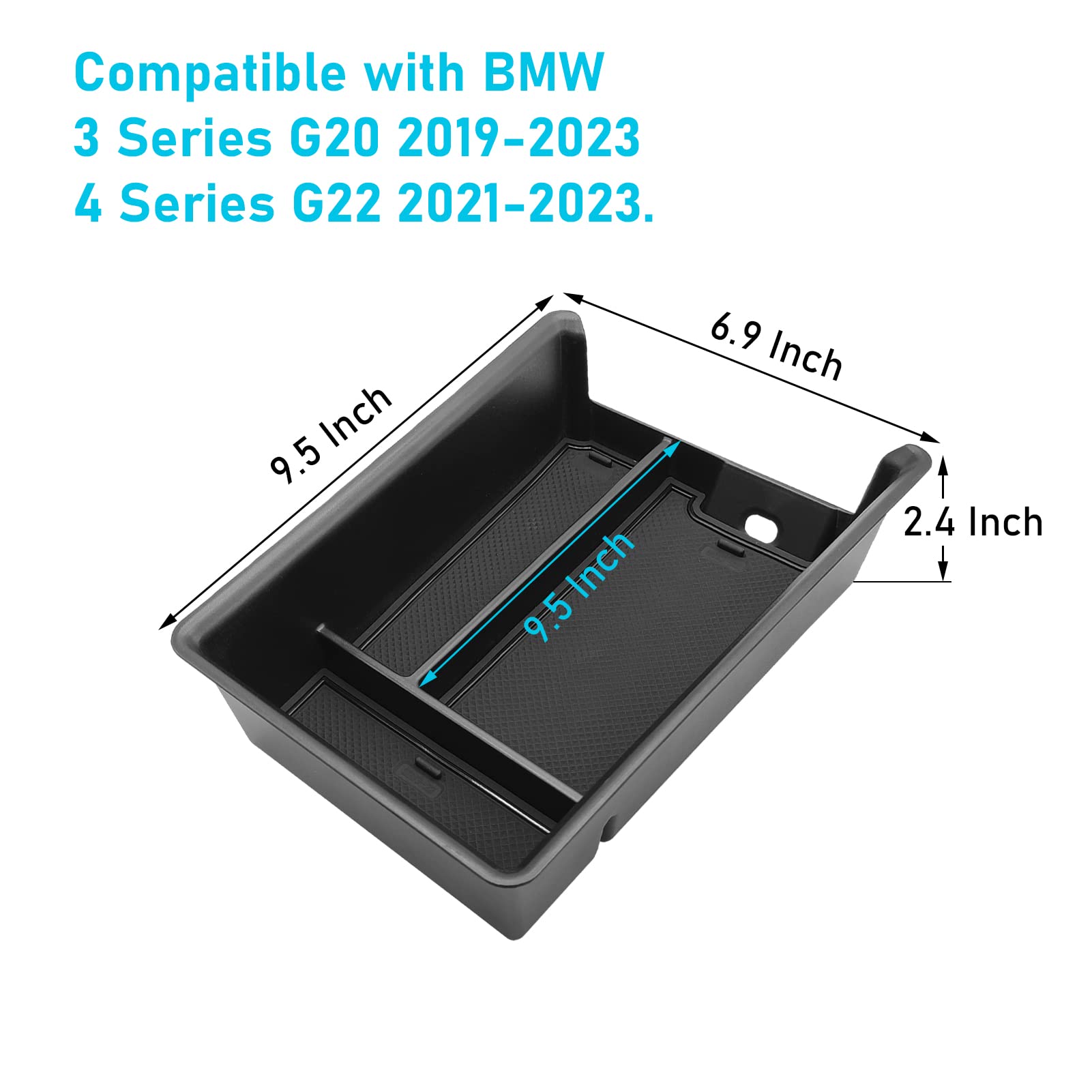 Jaronx BMW Center Console Organizer for 3 Series G20 2019-2024, 4 Series G22 i4 2021-2024, Rubber Plastic Storage Box