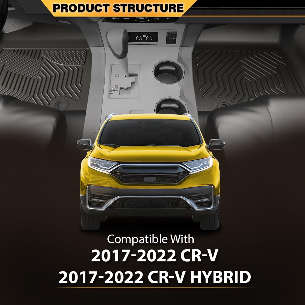 G-PLUS TPE Floor Mats Cargo Liners,Compatible with Honda CR-V 2017-2022,Fit Honda CR-V Hybrid 2017-2022,Floor Liner Front & 2nd