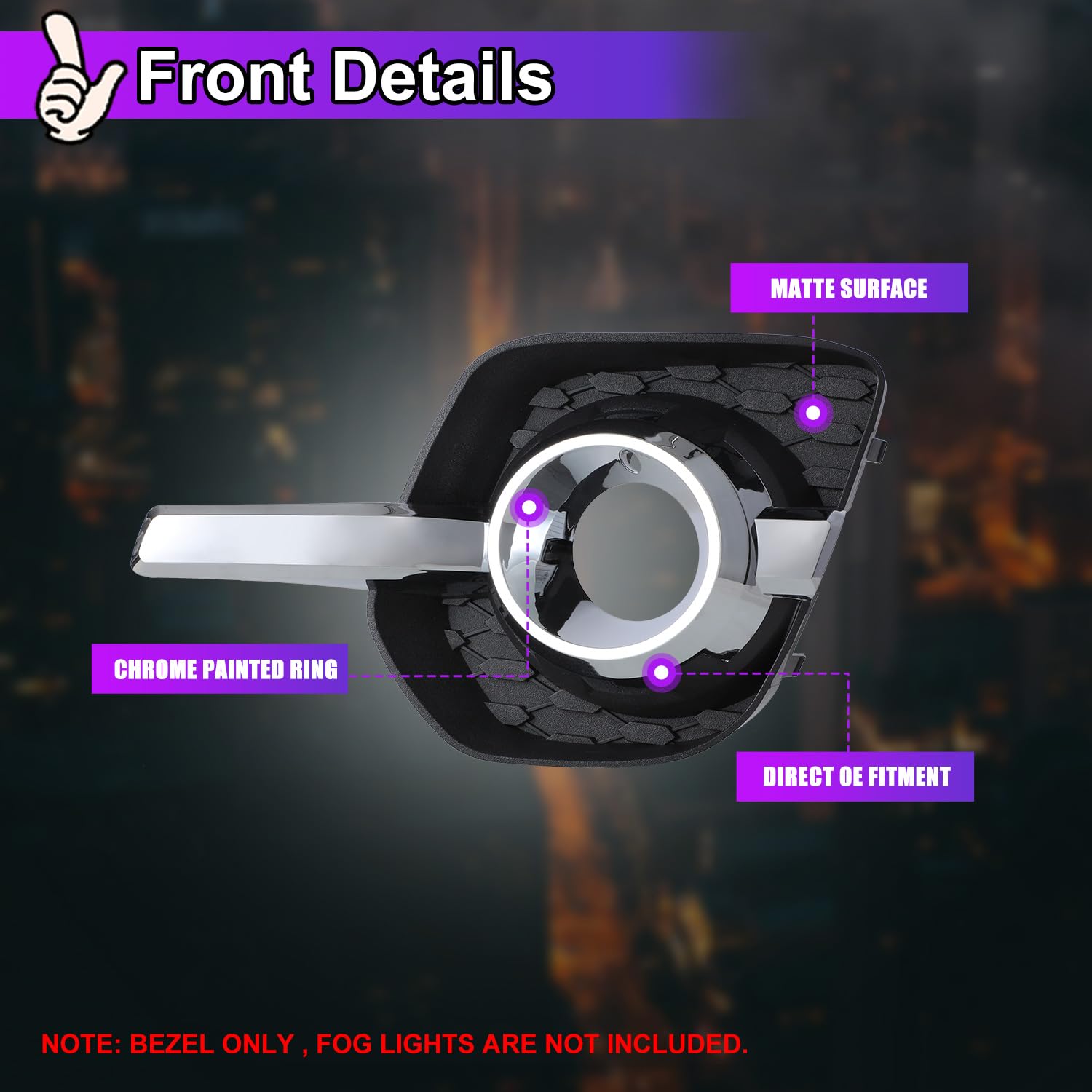 Nixon Offroad Fog Lights Bezels For Chevy Equinox 2010 2011 2012 2013 2014 2015 Fog Lamp Cover Replacement, Right Passenger Side