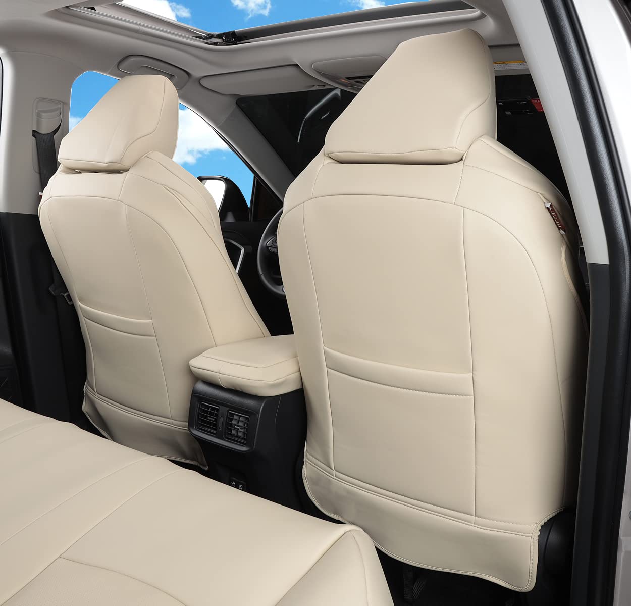 LULUDA Toyota RAV4 Seat Covers, Waterproof Faux Leather, Beige, LU02-Prime-XSE Hybrid, 2019-2023 Full Set
