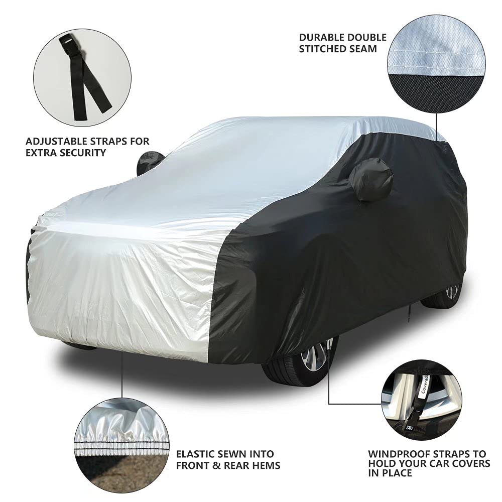 Coverado All Weather Suv Car Cover, Waterproof Sun Uv Snow Wind Protection, Breathable Full Exterior Universal Fit For Suv (170'