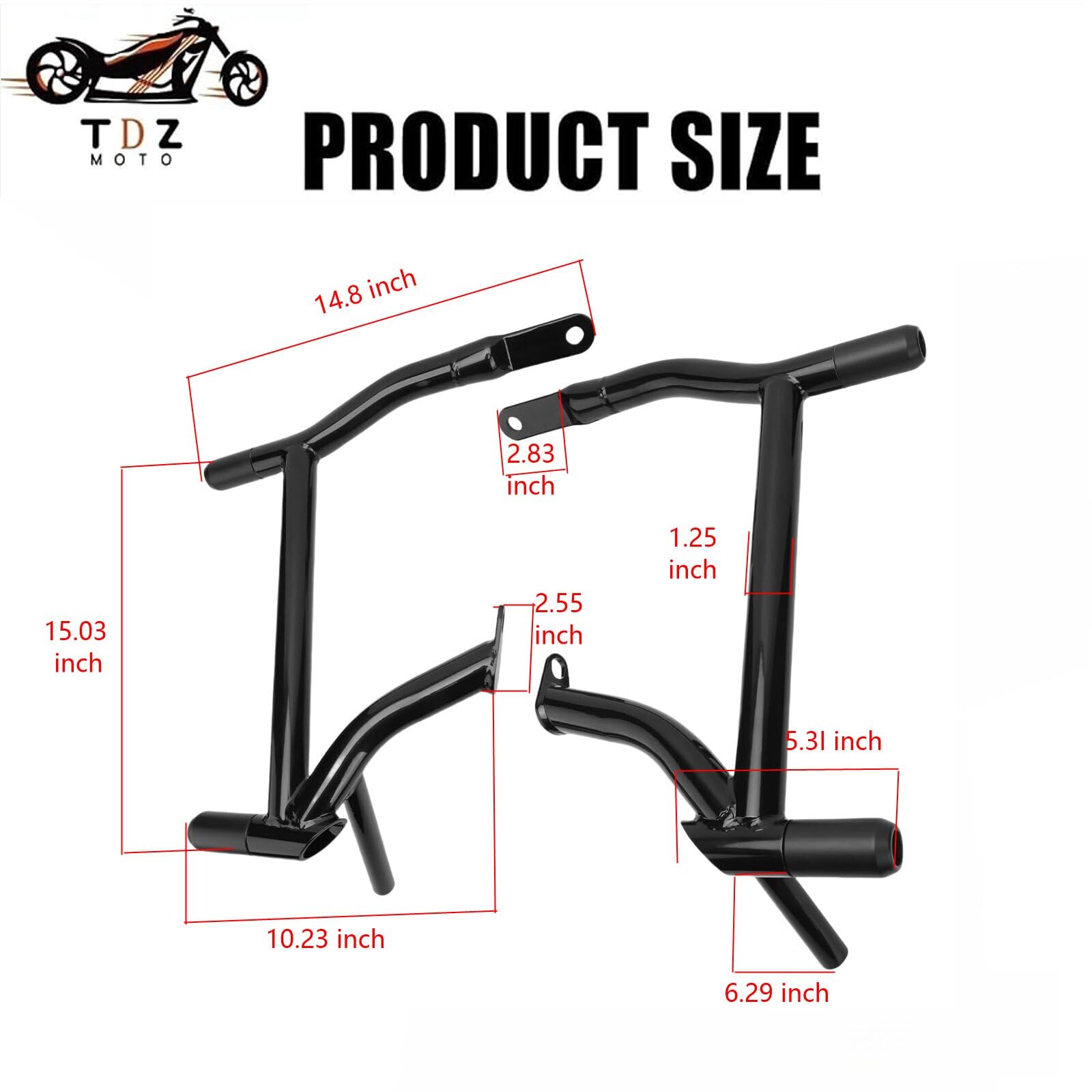 TDZ MOTO Saddle Bag Guards for 2009-2025 Harley Touring, Alloy Steel, A-Black, Model 09-25, Optional Multi-Color Wheel Decor