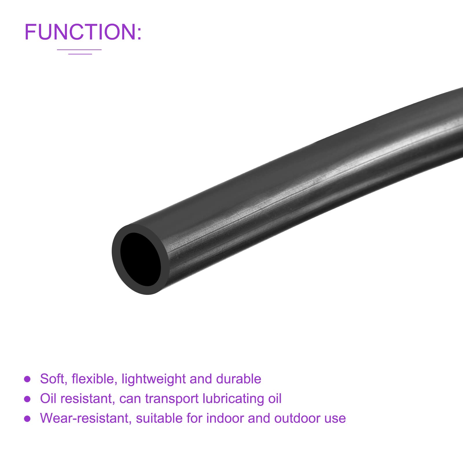 Dmiotech 6Mm X 9Mm 3.3Ft Black Rubber Lubricant Tubing Oil Resistant Plastic Tubing For Oil Hose, Water Tube
